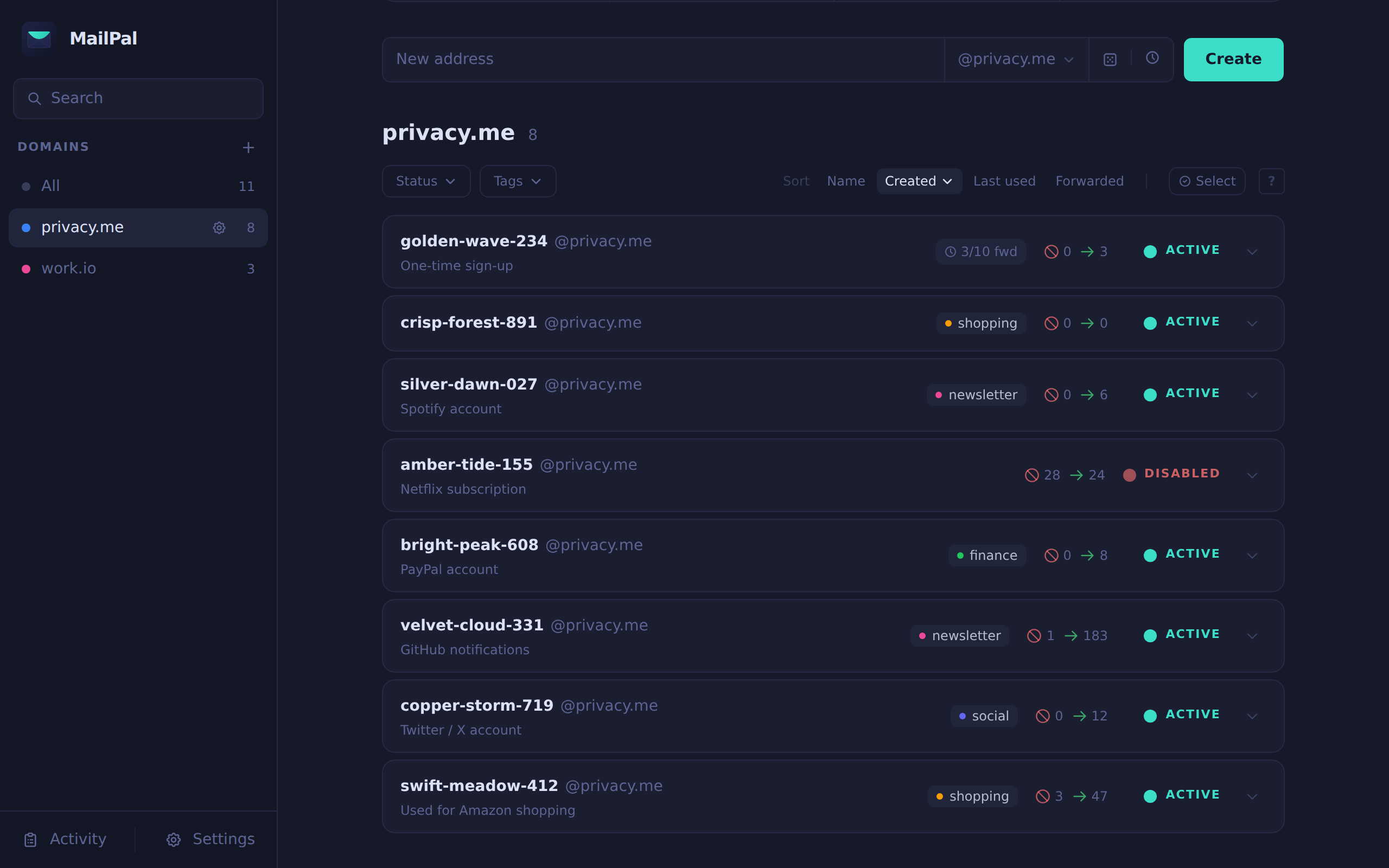 Domain-filtered view